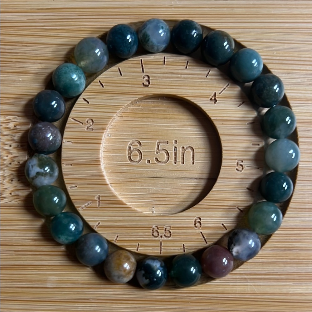 Indian Agate 8mm Natural Stone Stretch Unisex Bracelet – 6.5”